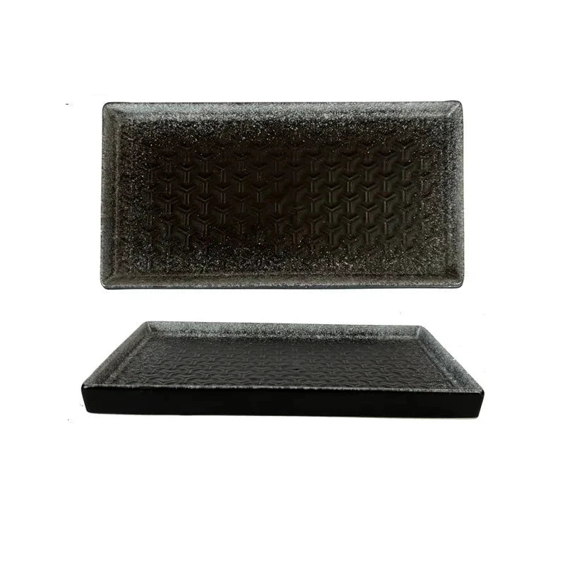 9.5" Ceramic Rectangular Barbecue Plate Restaurant Sushi Plate by Bowlift