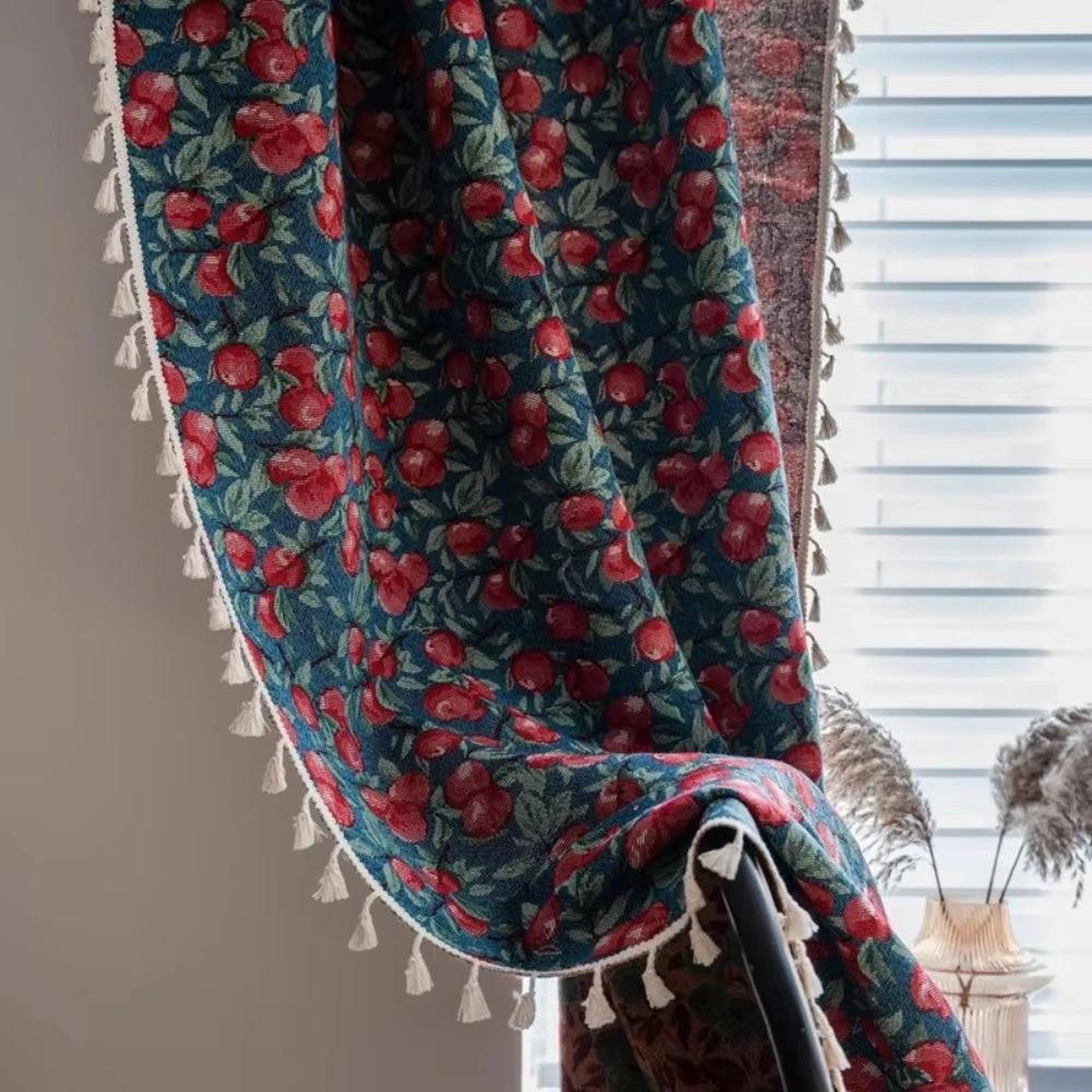 Cherry Bloom Botanical Tassel Curtain by Casa & Beyond