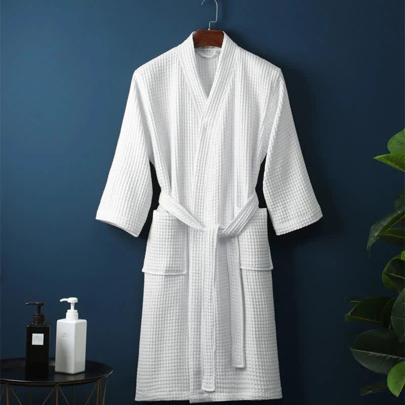 Waffle V-neck Bathrobe by Casa & Beyond