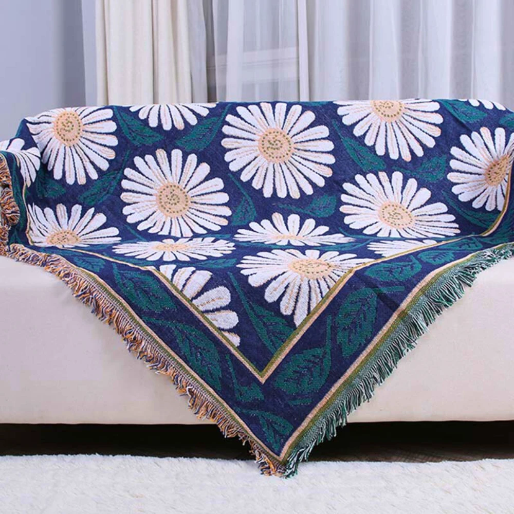Bohemian Shiragiku Tassel Cotton Knit Blanket by Casa & Beyond