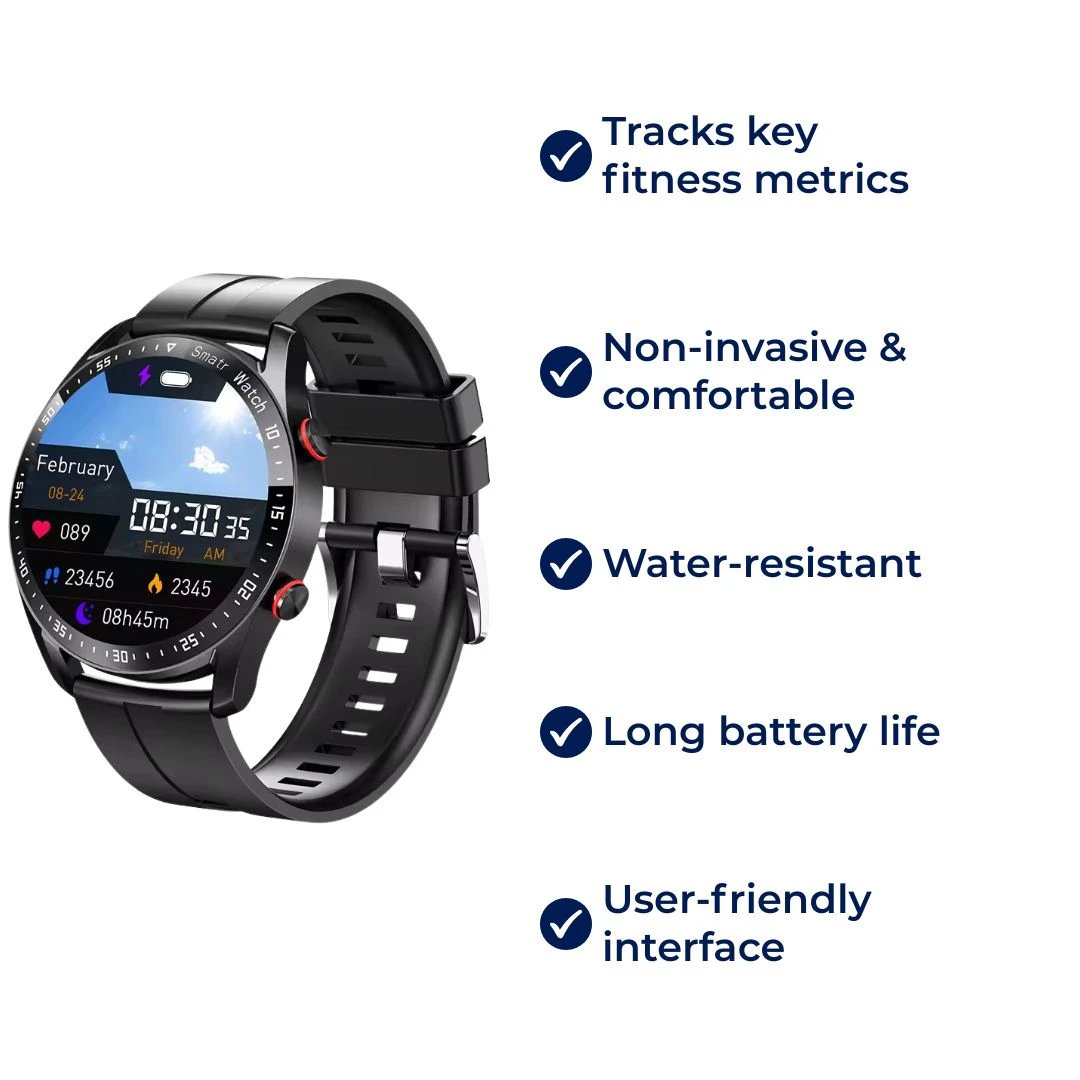 FitTrack | Non-Invasive Fitness Smart Watch - Tracks Physical Activity - Heart Rate - Sleep - Workout - GPS Notifications - Water Resistant Bowlift by Bowlift