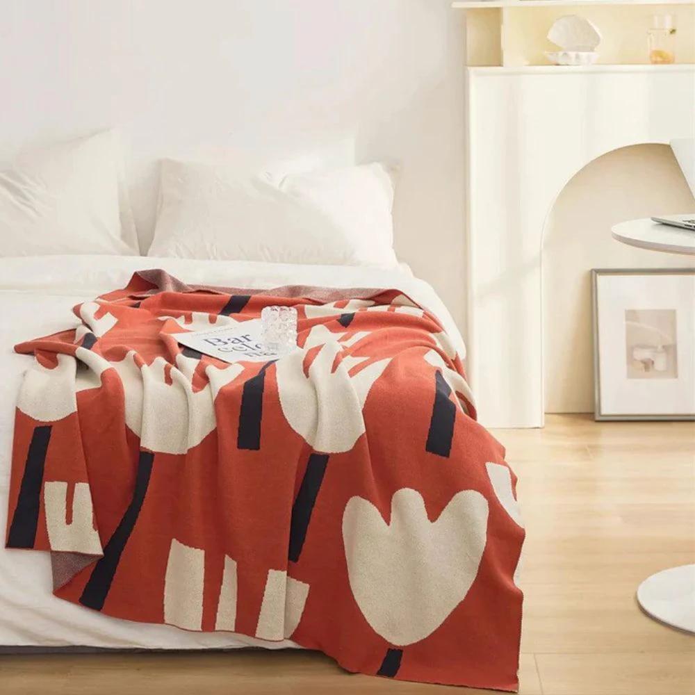 Spring Tulip Floral Knitted Blanket by Casa & Beyond