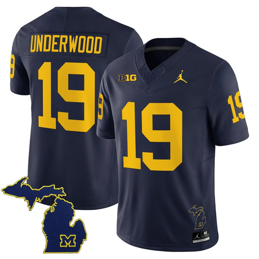 Bryce Underwood Jersey #19 Michigan Wolverines 2025 Limited V2 Stitched Navy by My Store NCAA Football Jerseys