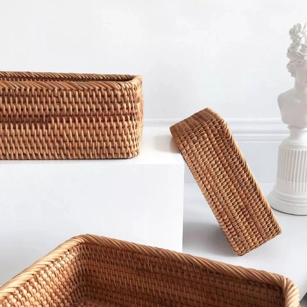 Artisan Rectangular Rattan Storage Basket by Casa & Beyond