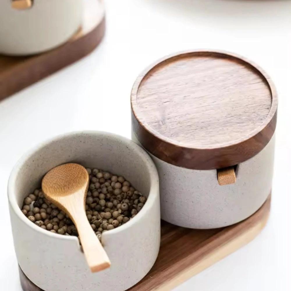 Rustic Ceramic Seasoning Jar Set by Casa & Beyond