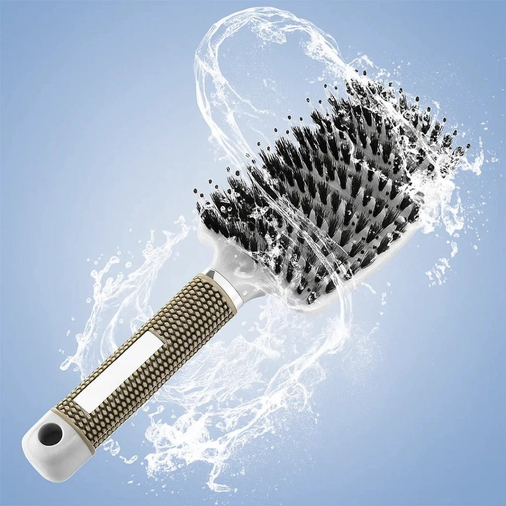 Quick Knot‑Free Detangling – Nylon Bristles with Scalp Massage Tips – For Thick or Curly Hair Bowlift by Bowlift