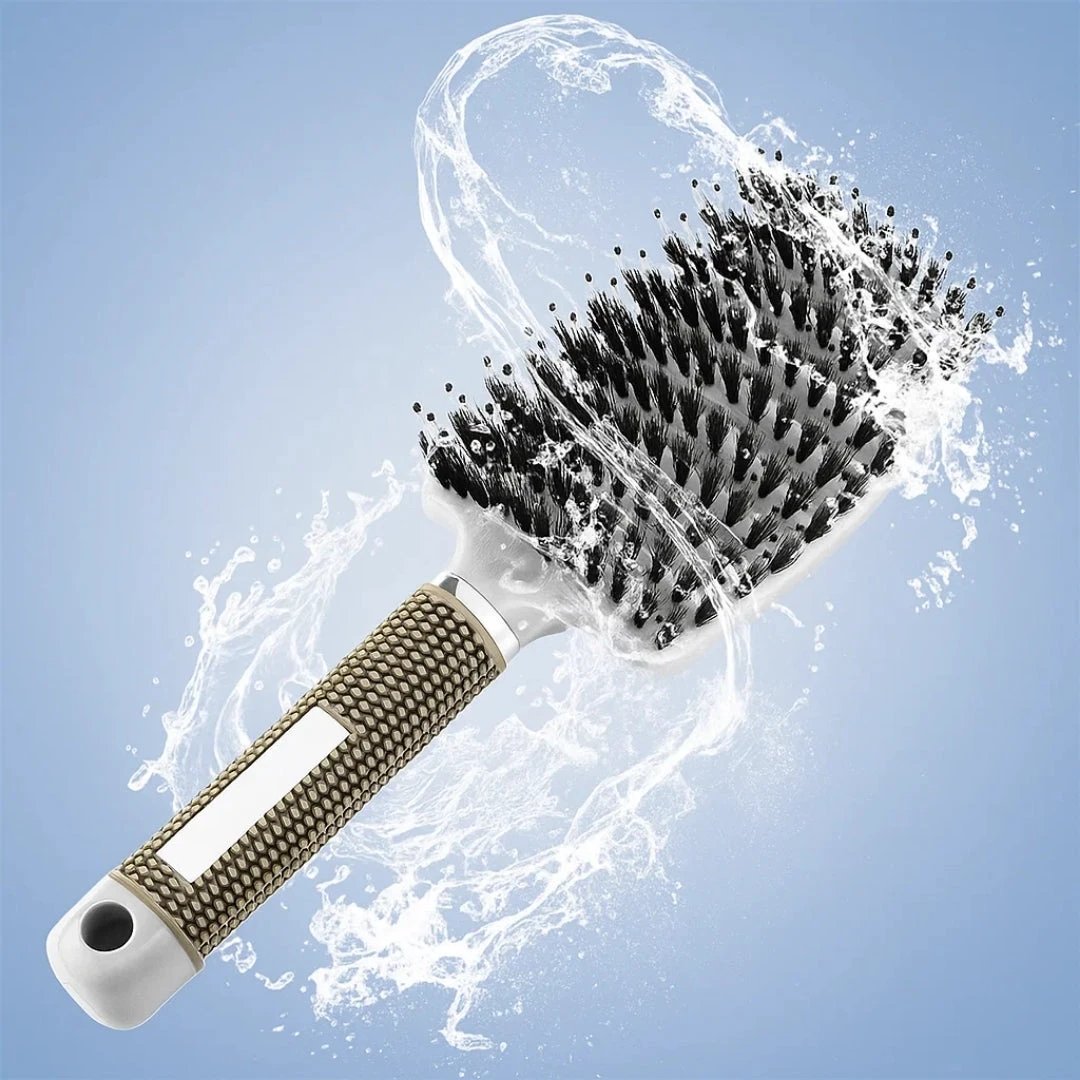 Quick Knot‑Free Detangling – Nylon Bristles with Scalp Massage Tips – For Thick or Curly Hair Bowlift by Bowlift