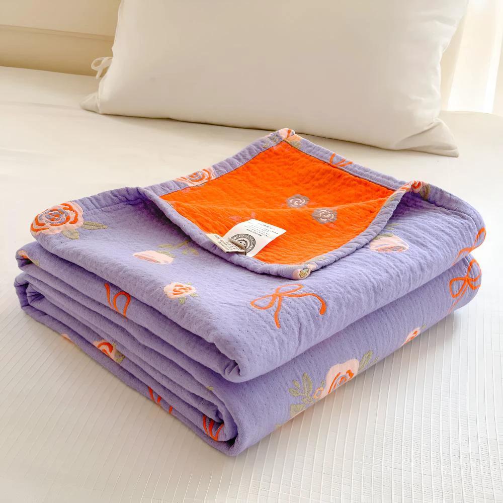 Bow-Knot and Rose Cotton Gauze Blanket by Casa & Beyond