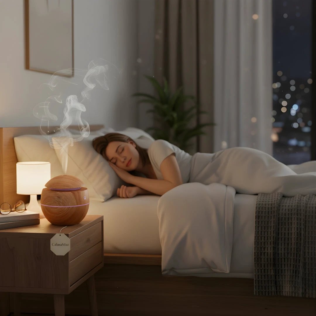 Gentle Quiet Mist & LED Night-Light – Wood Finish – Relieve Dry Air Improve Sleep Boost Comfort Bowlift by Bowlift
