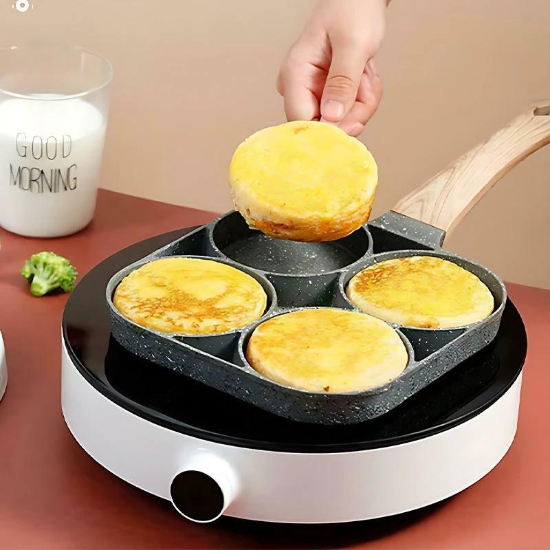 Four-hole egg pan, breakfast omelette household frying pan non-stick pan by BowLift