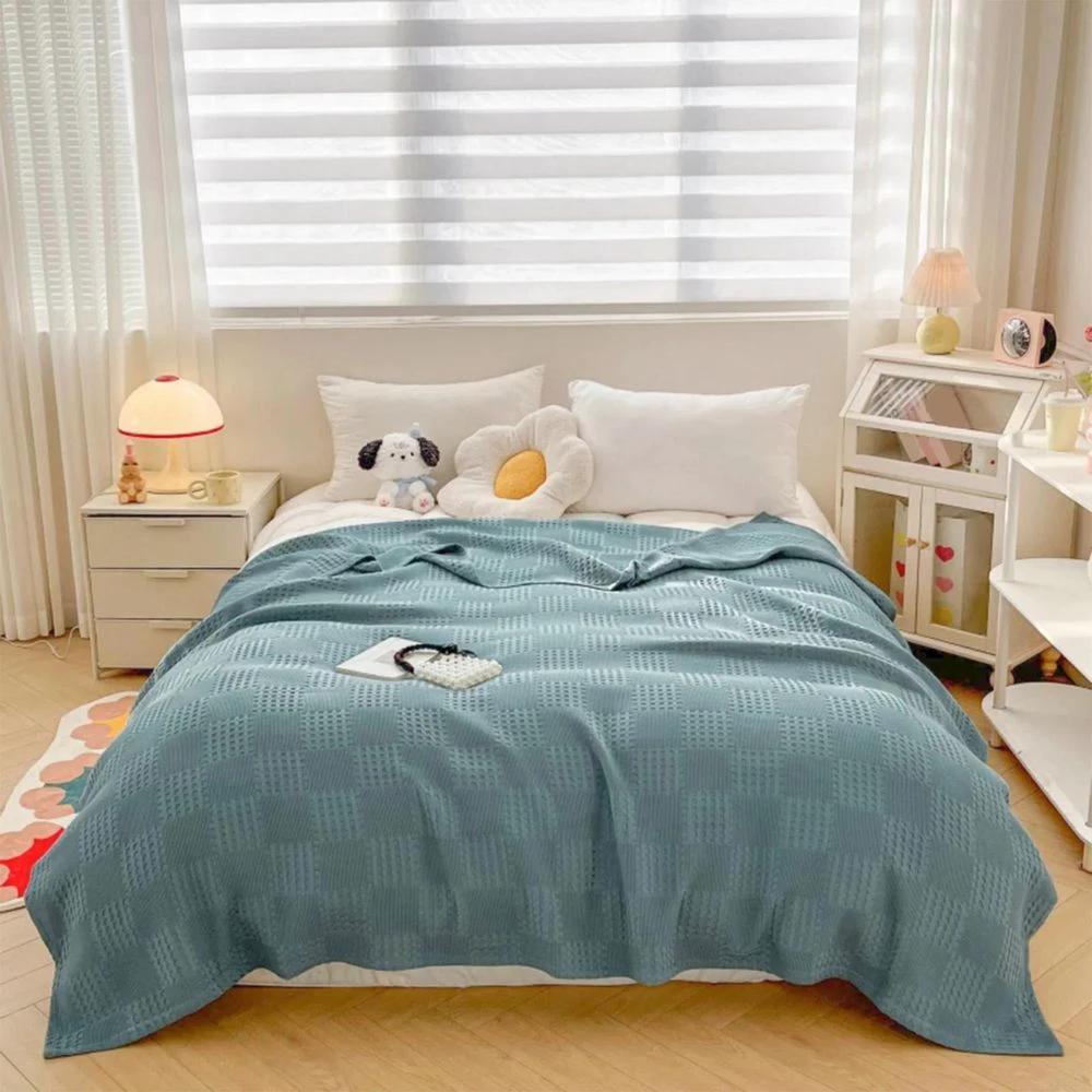 Blush Waffle Checkered Blanket by Casa & Beyond