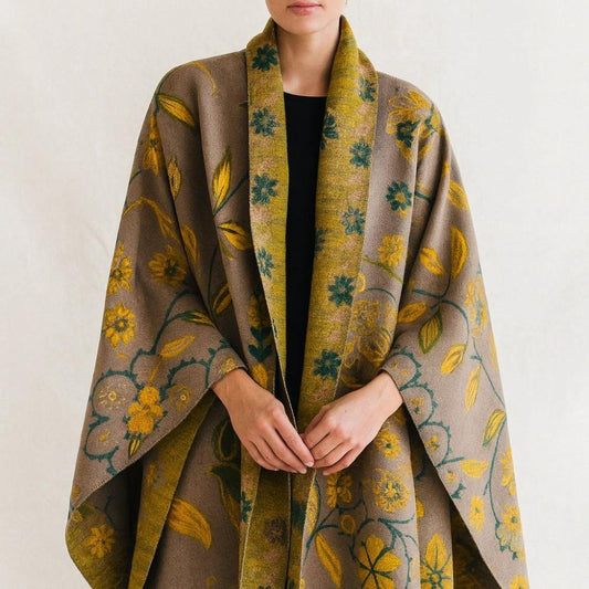 Elegant Double-Sided Floral Winter Shawl Scarf by Casa & Beyond