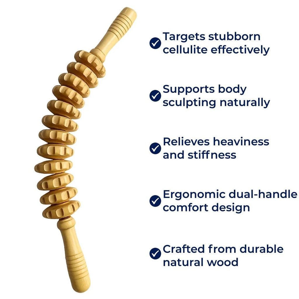 De-Puffing Anti-Cellulite Wood Massager – Skin Smoothing Pain Relief – Home Body Sculpting Tool Bowlift by Bowlift