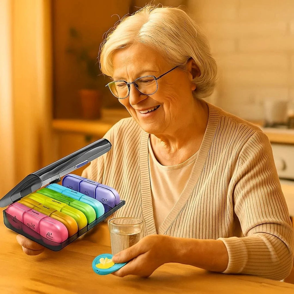 MediTrack | Weekly Pill Organizer – Improves Medication Adherence - Easy‑Open Large Compartments – BPA‑Free Durable – Travel & Seniors Bowlift by Bowlift