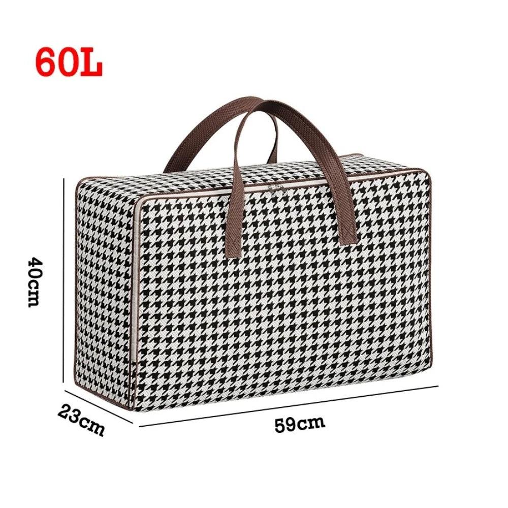 Durable Large Capacity Houndstooth Storage Suitcase by Casa & Beyond