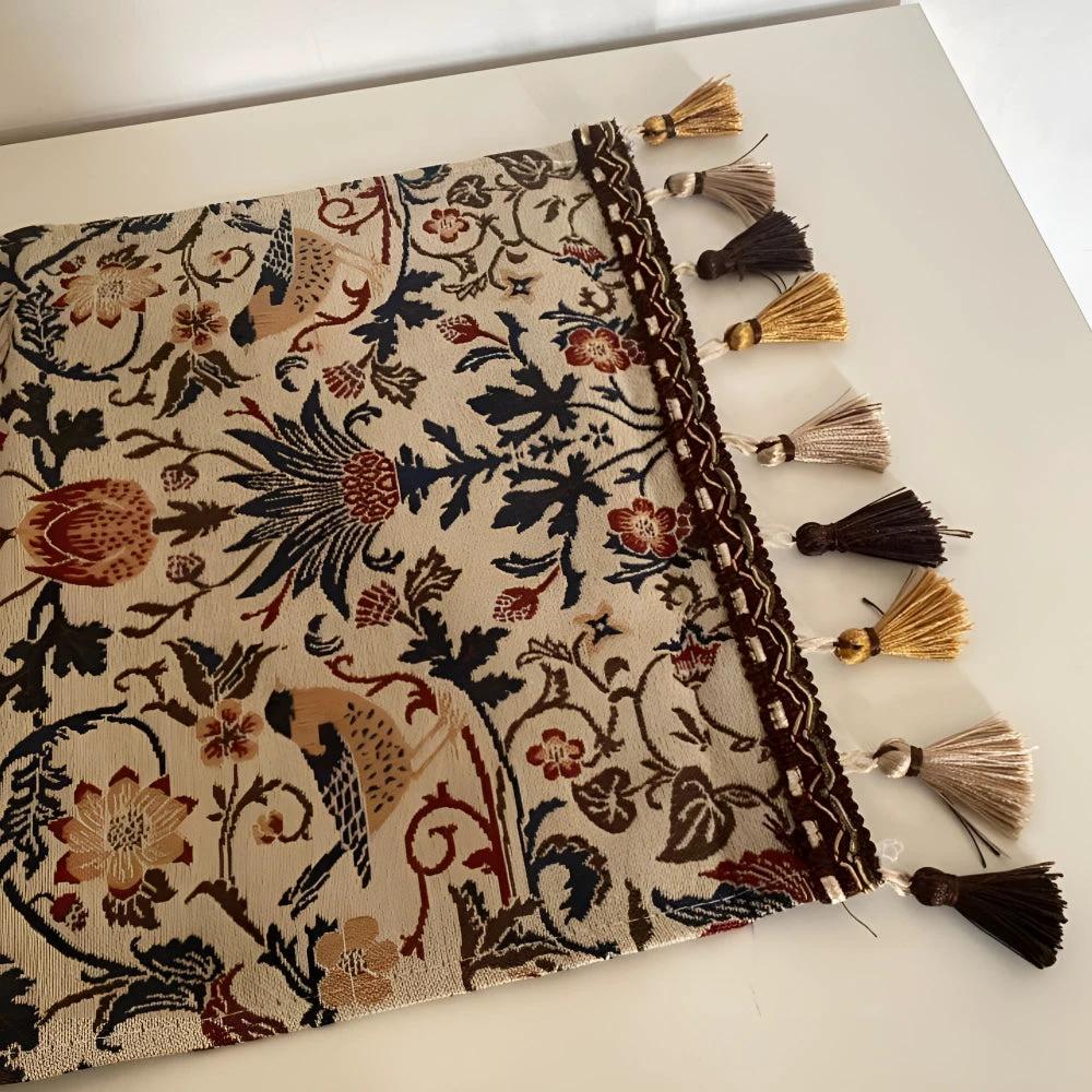 Vintage Floral & Bird Jacquard Table Runner by Casa & Beyond