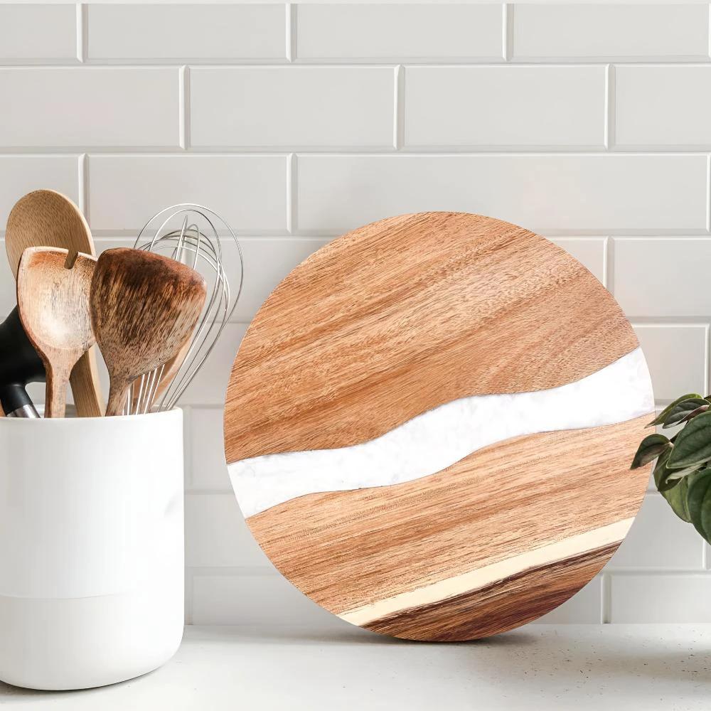 Artisan Epoxy Round Wood Chopping Board by Casa & Beyond