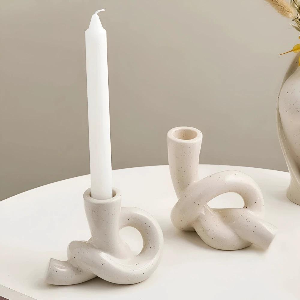 Knot Ceramic Candle Holder by Casa & Beyond