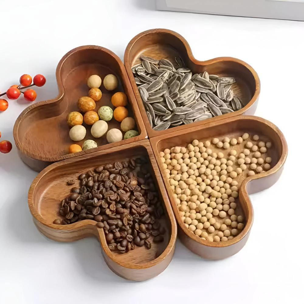 Heart-Shaped Wooden Snack Tray | 4 pcs by Casa & Beyond