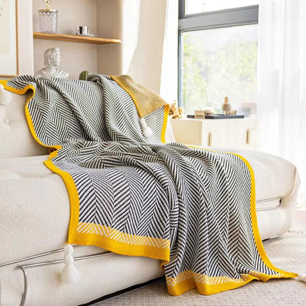 Golden Chevron Luxe Blanket by Casa & Beyond