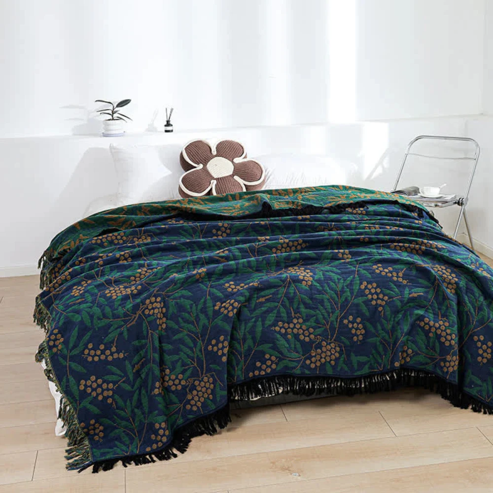 Vibrant Begonia Fruit Tassel Blanket by Casa & Beyond