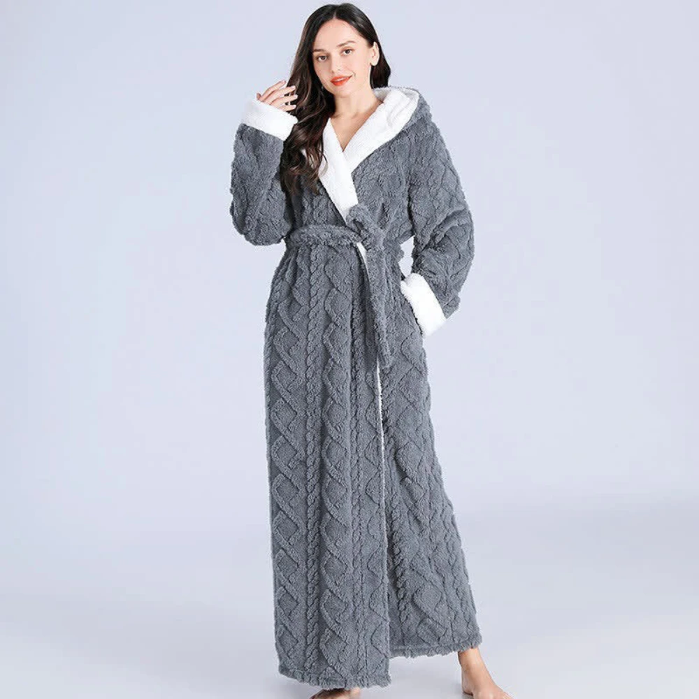 Plush Long Hooded Robe by Casa & Beyond
