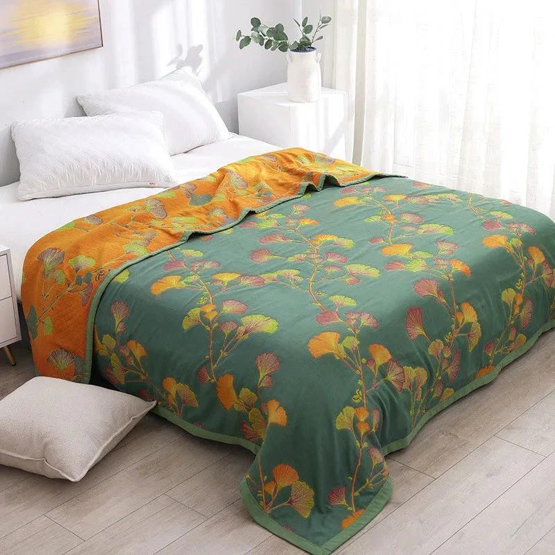 Jacquard Floral Ginkgo Leaves Reversible Coverlet by Casa & Beyond