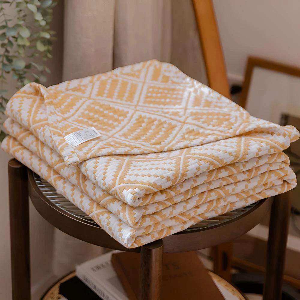 Plaid Pattern Cotton Blanket by Casa & Beyond