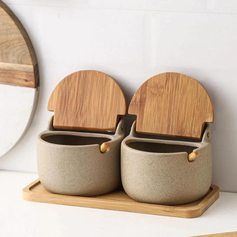 Ceramic Bamboo Spice Jar Set by Casa & Beyond