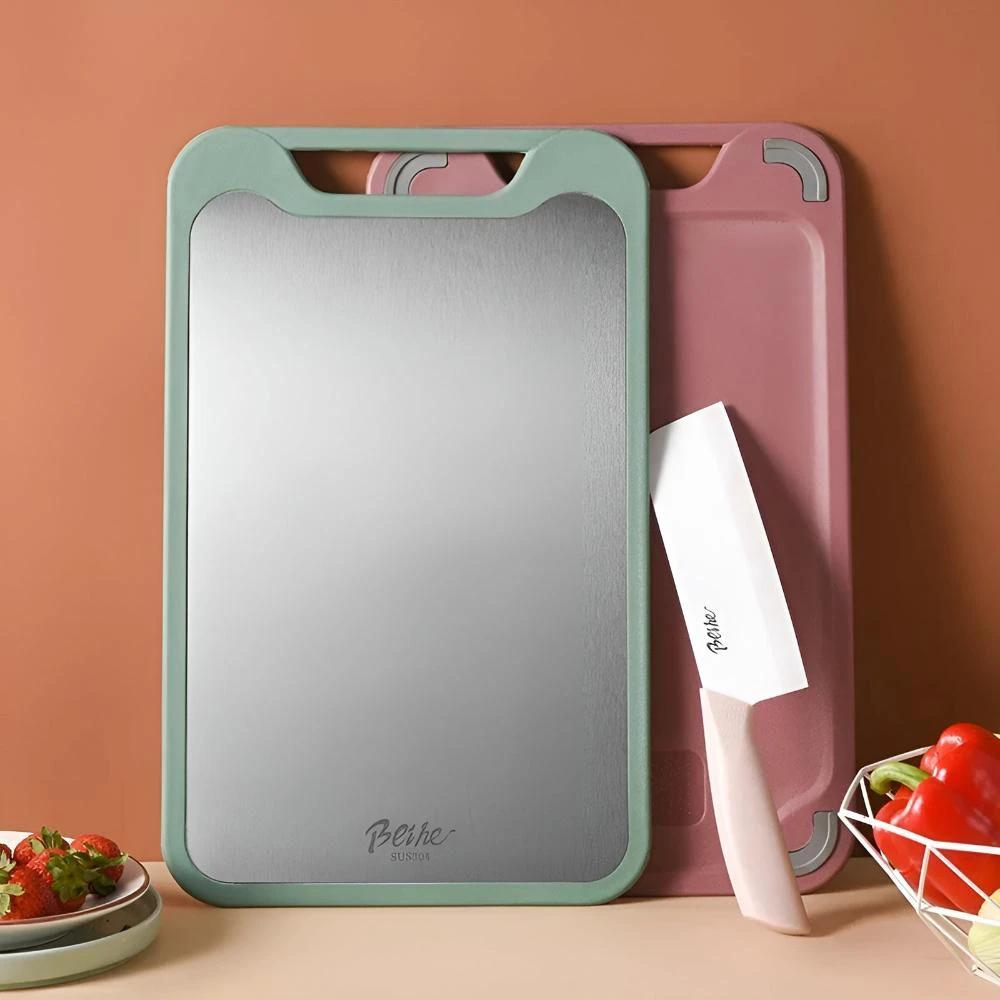Stylish Double-Sided Stainless Steel Chopping Board by Casa & Beyond