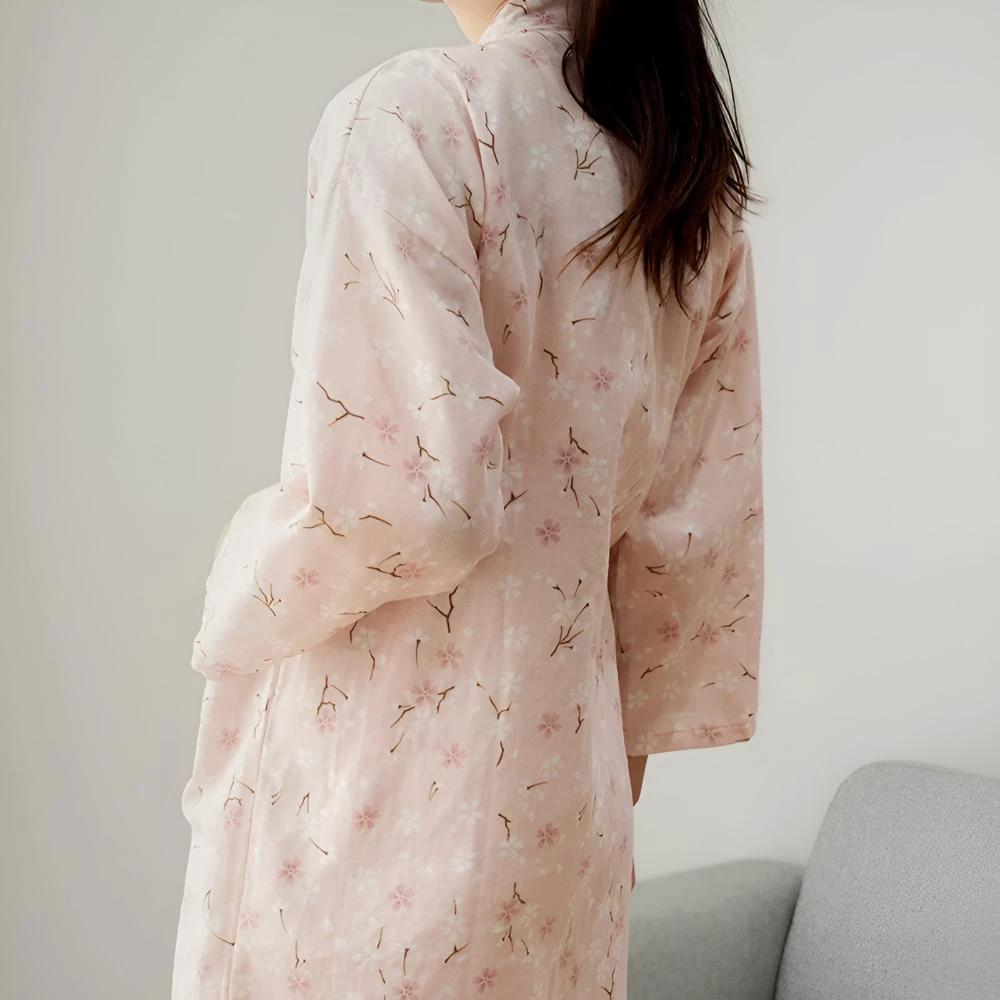 Women's Floral Pattern Cotton Bathrobe by Casa & Beyond