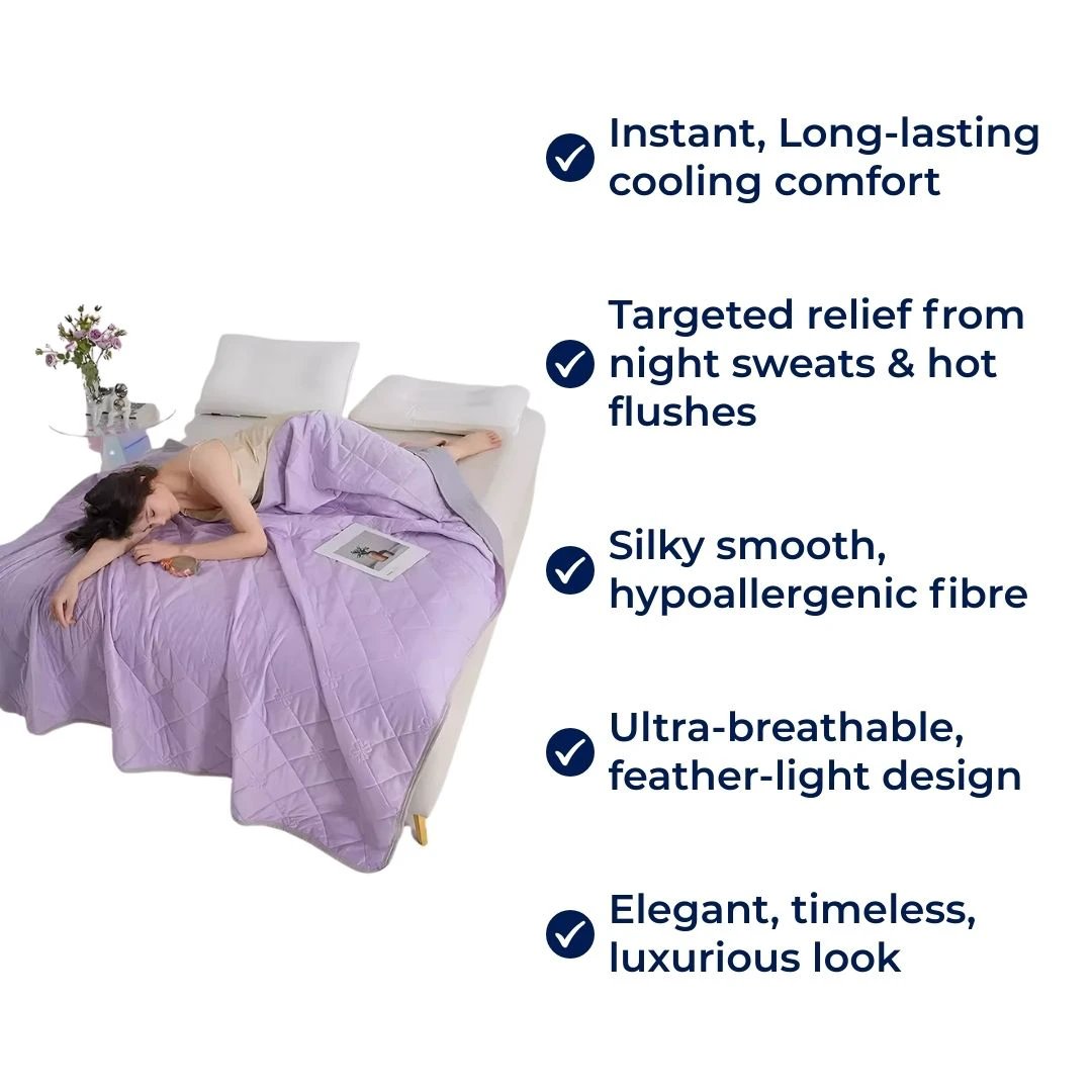 SilkCool | Cooling Blanket – Instant Cooling Comfort – Silky Hypoallergenic Fibre – Prevents Overheating – Relief for Night Sweats Sensitive Skin Bowlift by Bowlift