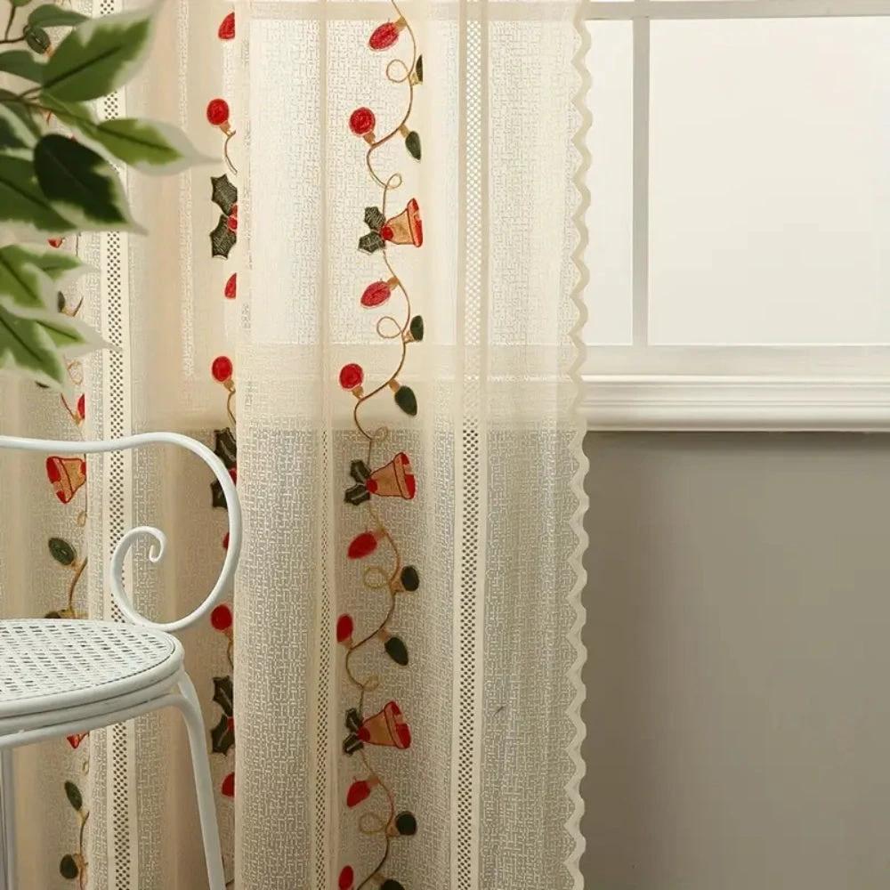 Festive Red Bell Curtains by Casa & Beyond