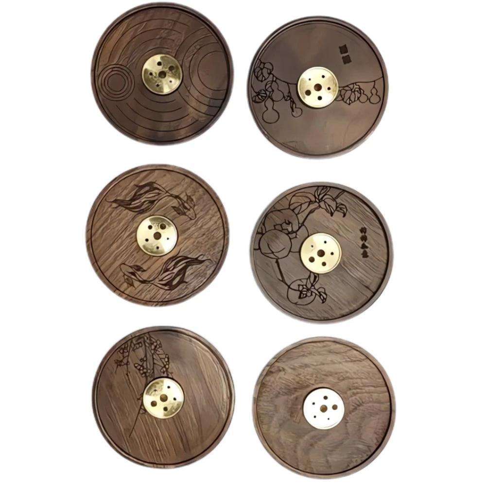 Round Wood and Copper Incense Holder by Casa & Beyond