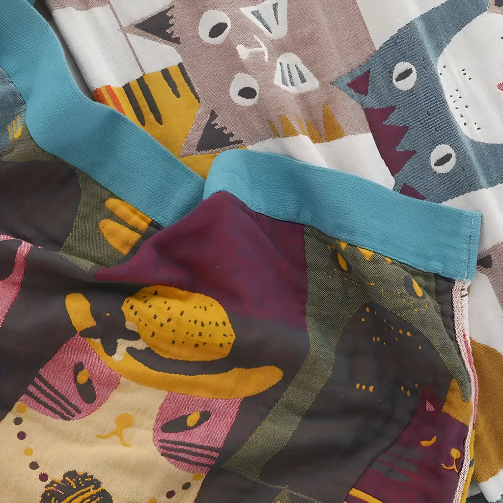 Whimsical Cat-Themed Reversible Blanket by Casa & Beyond
