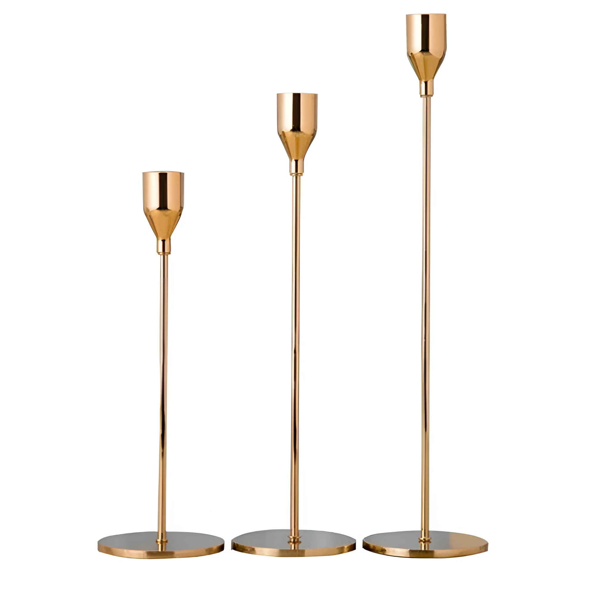 Sleek Metallic Candle Holders | 3 Pcs Set by Casa & Beyond
