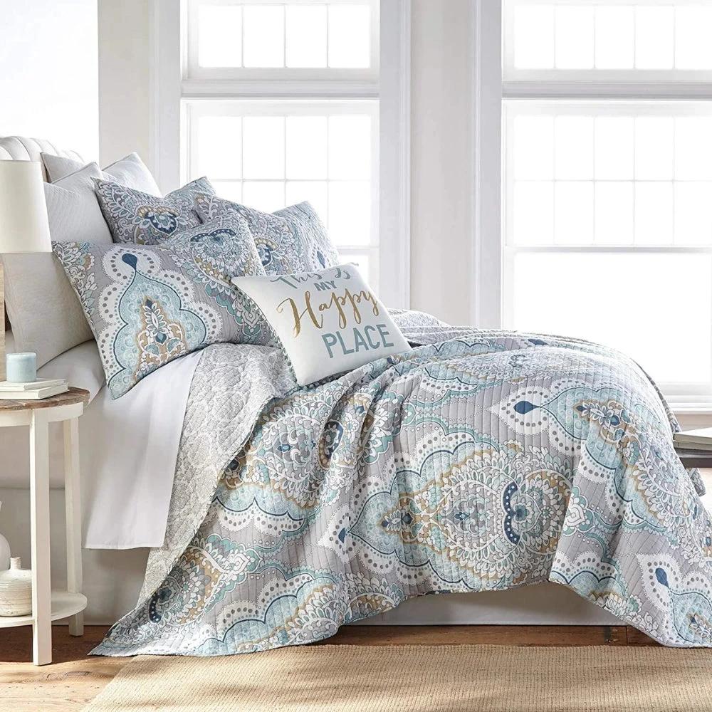 Paisley Aqua Teal Coverlet Set by Casa & Beyond
