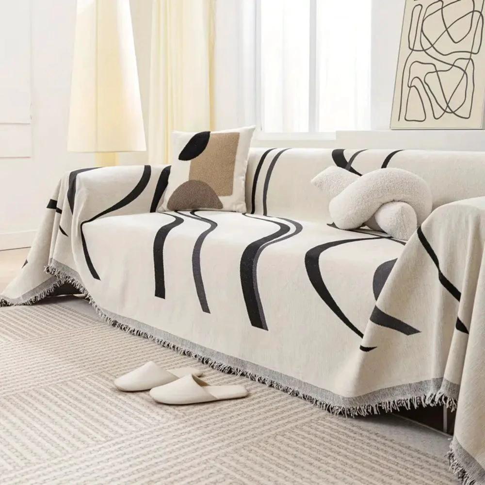 Wave Lines Chenille Sofa Covers by Casa & Beyond