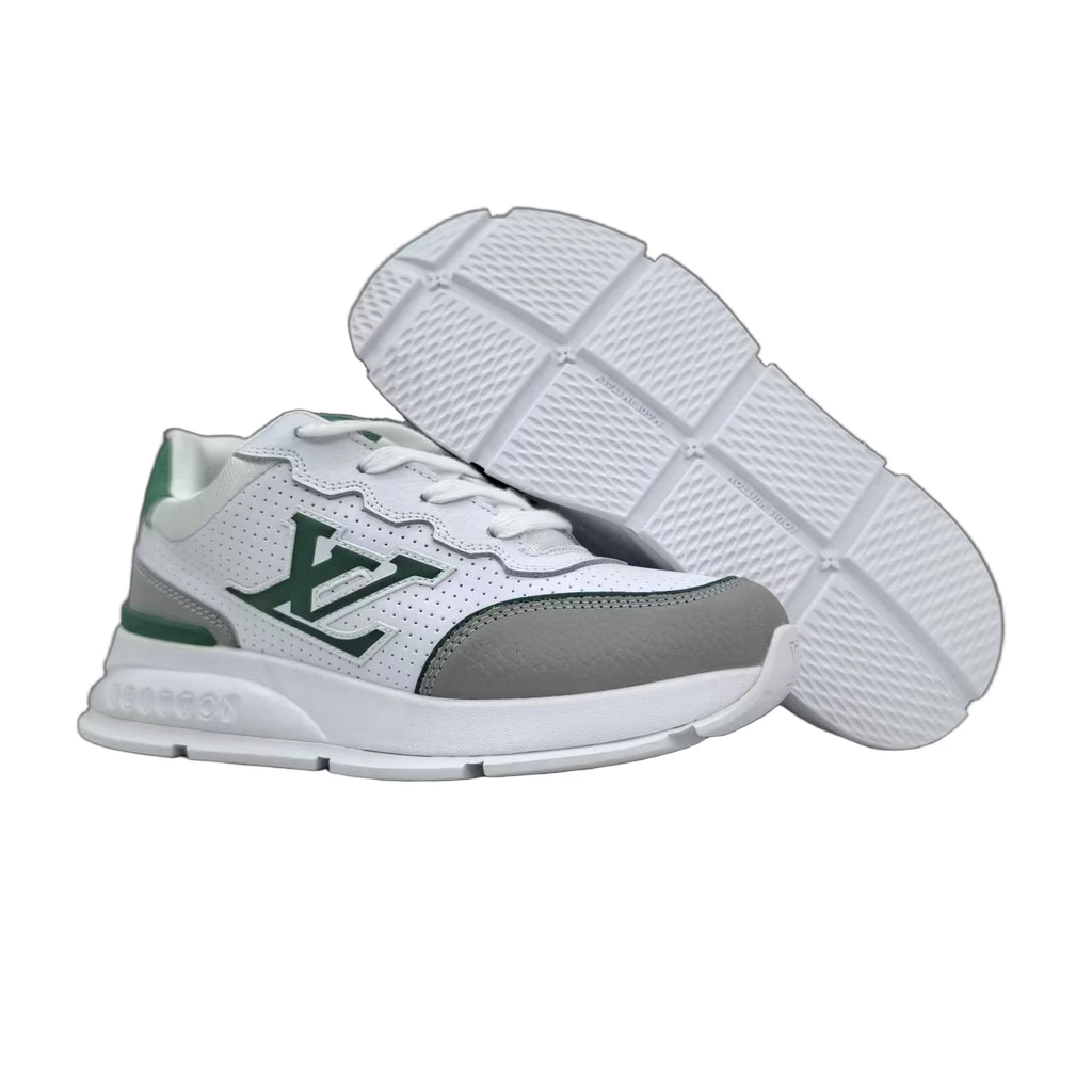 Luxury Lou Paris Classic Trainers Green White Shoes Sneakers by Air Jordan