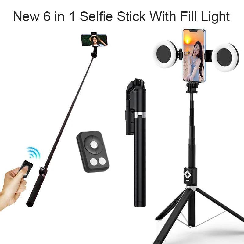 New 6 in 1 Selfie Stick With Fill Light by BowLift