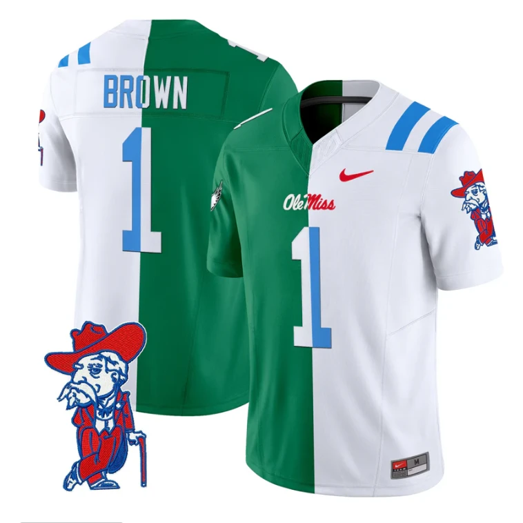 A.J. Brown Jersey #1 Ole Miss Rebels Split Vapor Limited All Stitched by My Store NCAA Football Jerseys