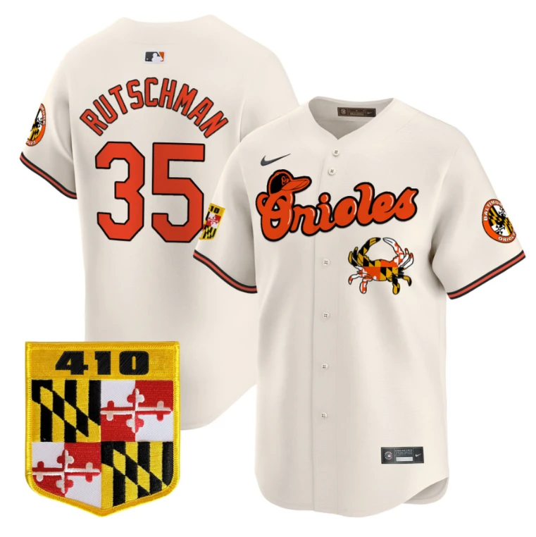 Adley Rutschman Jersey #35 Baltimore Orioles 410 & Chesapeake Crab Patch Limited Stitched Cream by My Store
