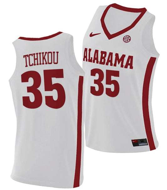 Alex Tchikou Jersey Alabama Crimson Tide College Basketball Replica White #35 by My store basketball