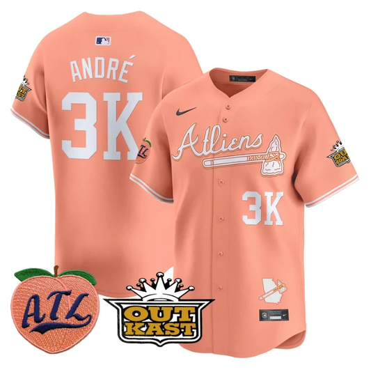 André Jersey #3K Atlanta Braves Atliens Peach Vapor Premier Limited Stitched Peach by My Store