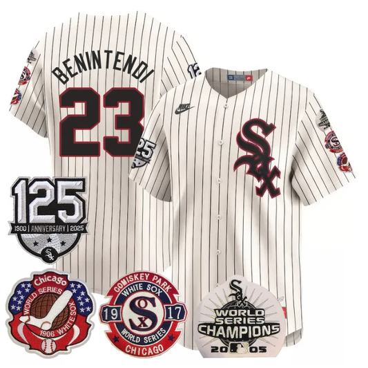 Andrew Benintendi Jersey #23 Chicago White Sox 125th Anniversary World Series Champions Cream by My Store