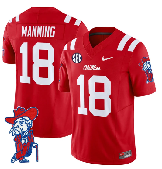 Archie Manning Jersey #18 Ole Miss Rebels Vapor Limited College Football Stitched Red by My Store