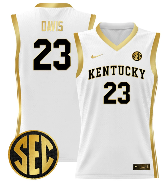 Anthony Davis Jersey #23 Kentucky Wildcats Lightweight Basketball White Gold by My store basketball