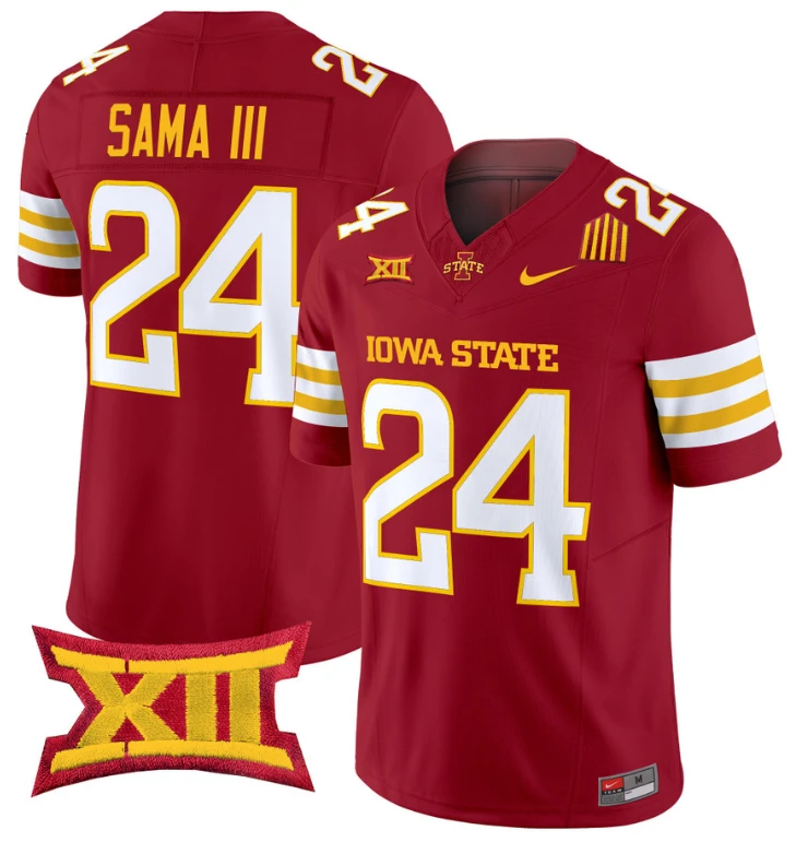 Abu Sama III Jersey #24 Iowa State Cyclones Vapor Limited College Football Stitched Cardinal by My Store
