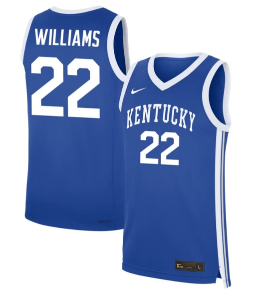 Amari Williams Jersey #22 Kentucky Wildcats NIL Basketball Royal by My store basketball