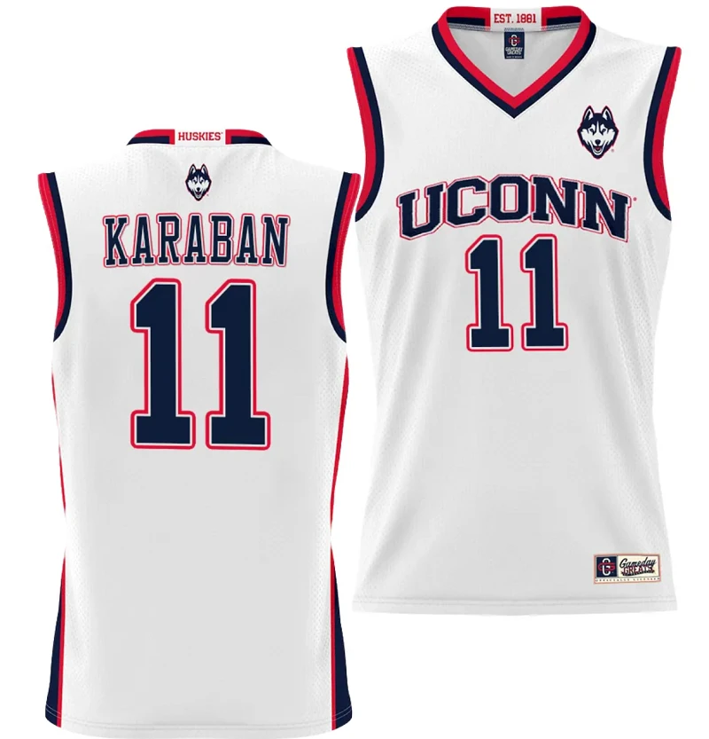 Alex Karaban Jersey #11 UConn Huskies NIL College Basketball Lightweight White by My store basketball